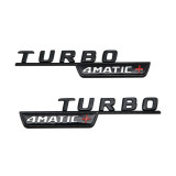 Set 2 emblema Turbo 4Matic + , pentru aripa Mercedes, negru, Mercedes-benz