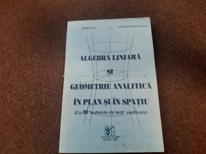ALGEBRA LINIARA SI GEOMETRIE ANALITICA IN PLAN SI SPATIU-IOAN POP, GH. NEAGU