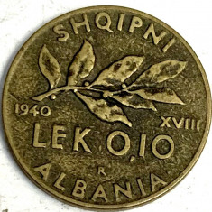 ALBANIA-0.10 LEK/LEKE 1940 VITTORIO EMANUELE III.KM#28,,,RARA foto