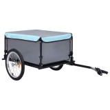 vidaXL Remorcă Bicicletă Negru/Albastru, 65kg, Oțel, Husa Impermeabilă, Reflectorizante, Pliabilă, Transport Marfă