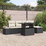 VidaXL Set de canapele pentru grădină 6 pcs Negru Rattan poli 3359864