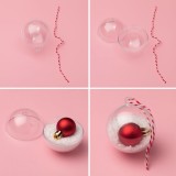 Set 6 Globuri Crăciun Transparente Decorabile 6cm, Plastic, Ornamente Brad DIY