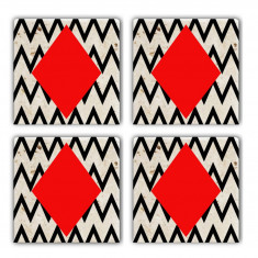 Set suporturi de pahare, Taylor, 366TYR1156, Piatra, 10 x 10 x 1 cm, 4 piese, Multicolor