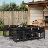 Gossi set mobilier de gradina cu perne, 9 piese, negru, poliratan