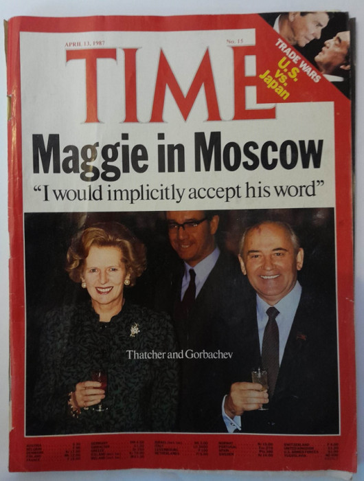 1987 TIME MAGAZINE Margaret Thatcher &amp; Gorbaciov la Moscova comunism geopolitica