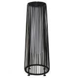 Outsunny Lanternă Solară de Grădină cu Panou de &Icirc;ncărcare, Lampă solară de Exterior din Metal și Ratan, &Oslash;21.5x61 cm, Negru | Aosom Romania