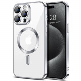 Cumpara ieftin Husa pentru iPhone 15 Pro, Techsuit Luxury Crystal MagSafe, Silver