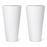 Cumpara ieftin Set 2 ghivece de flori, Matuba Slim, rotunde, inalte, 40x78 cm, alb, Prosperplast