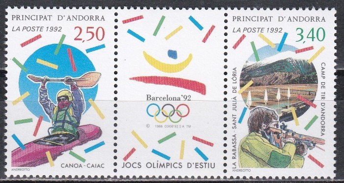 Andorra franceza 1992 - J.O. de iarnă - Barcelona, Serie cu vinieta, MNH