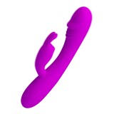 Vibrator rabbit dublu, Pretty Love Hunter, 30 de moduri de vibratie, stimuleaza punctul G si clitorisul, silicon, lungime 17 cm, grosim 3.2 cm, mov