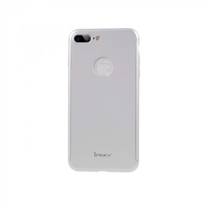 Husa Apple iPhone 7 Plus IPAKY Full Cover 360 Argintiu + Folie Cadou