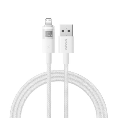 Baseus - Data Cable Display 2 (P10382700211-01) - USB to Lightning, Fast Charging, Digital Display, 2.4A, 2m - Moon White foto