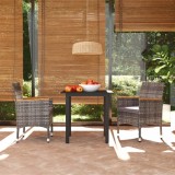 VidaXL Set mobilier de grădină cu perne, 3 piese, gri, poliratan