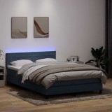 vidaXL Pat cu arcuri cu saltea și LED, gri &icirc;nchis, 140x220 cm, catifea 3317026