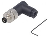 Conector M8 Tată 4PIN 90&deg; Neecrați pe Cablu, TE Connectivity