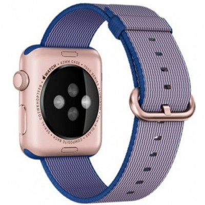 Curea iUni compatibila cu Apple Watch 1/2/3/4/5/6/7, 42mm, Nylon, Woven Strap, Electric Purple foto
