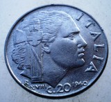 1.876 ITALIA WWII VITTORIO EMANUELE III 20 CENTESIMI 1940 R USOR MAGNETIC, Europa