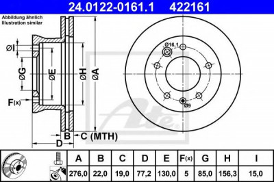 Disc frana VW LT II platou / sasiu (2DC, 2DF, 2DG, 2DL, 2DM) (1996 - 2006) ATE 24.0122-0161.1 foto