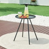 Masa laterala de gradina Fosen, neagra, 55 x &Oslash; 42 cm, otel