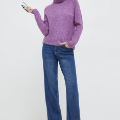 Answear Lab pulover femei, culoarea violet, călduros, cu guler