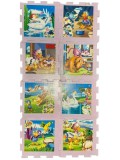 Covor de joaca tip puzzle cu animale basme,spuma,multicolor,8 piese,mov