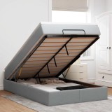 vidaXL Cadru de pat otoman cu saltea țesătură gri deschis 120x190 cm 3311092