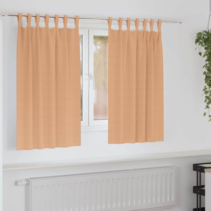 vidaXL Perdele cu perdele 2 pcs Maro deschis 140x140cm Poliester 4107588