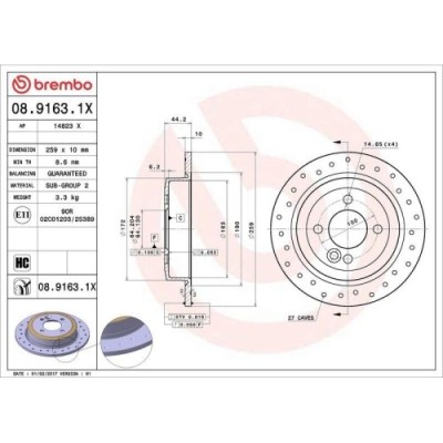 Set disc frana Mini Mini (R50 R53) 06.01-09.06, Mini (R56) 11.05-01.14, Mini Cabriolet (R52) 04.04-07.08, Spate, 259X10mm, plin, BREMBO foto