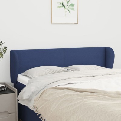 Gossi tablie de pat cu aripioare, albastru, 147x23x78/88 cm textil foto