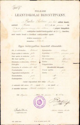 A1903 Certificat școlar, 1909, Făgăraș, elevă rom&amp;acirc;ncă ortodoxă foto