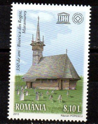 ROMANIA 2013, Aniversari UNESCO - 350 de ani - Biserica Rogoz, MNH, 2000 foto