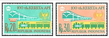 Indonesia 1968 - Centenarul calor ferate, serie neuzata foto