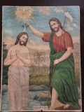 PM417N Botezul Domnului, litografie rom&acirc;nească religioasă de epocă