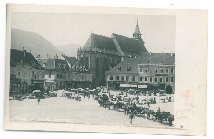 5350 - BRASOV, Market, Romania - old postcard - real PHOTO - used - 1937