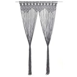 Cumpara ieftin Perdea macrame, antracit, 140 x 240 cm, bumbac