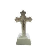 Lumanare Decorativa cu LED, Model Isus Pe Cruce, Culoare Alb,18cm, Functionare