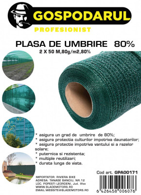 Plasa De Umbrire ,2x50 M,80g/m2,80% foto