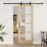 Ușă glisantă vidaXL cu set de hardware 78x211 cm din lemn masiv de pin, Ușă interioară vidaXL cu sticlă &#039;ORKDAL&#039;78x211x4 cm din lemn masiv de pin