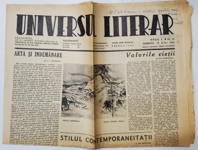 UNIVERSUL LITERAR , SAPTAMANAL , ANUL L , NR. 20 , SAMBATA , 10 MAI , 1941 foto