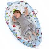 Cosulet Bebelusi pentru Dormit tip Baby Nest, Linomag&reg;, cu Doua Fete, 0-24 Luni, 90x55cm, Husa Bumbac, Confort &amp; Siguranta, Alb/Blue pale