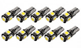 Set 10 Buc Bec Auto Cu Led T10 5050 Cu 5 SMD Alb 12V CanBus JSUN40 090221-7, General