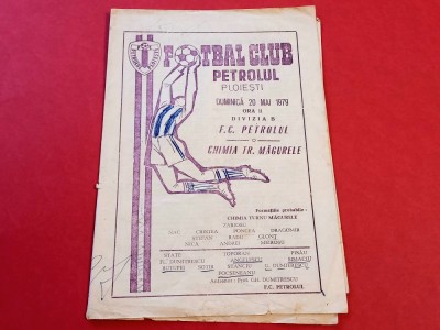Program meci fotbal PETROLUL PLOIESTI - CHIMIA TURNU-MAGURELE(20.05.1979 foto