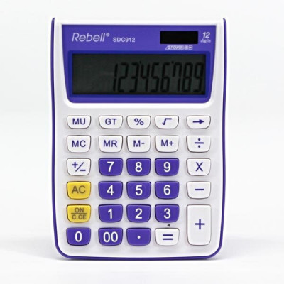 Calculator De Birou, 12 Digits, 145 X 104 X 26 Mm, Rebell Sdc 912 - Alb/violet foto