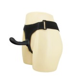 Strap-On Ultra Passionate Harness cu Dildo Curbat din Silicon, Negru, 15.8 cm