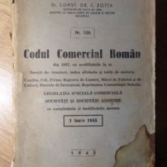 CODUL COMERCIAL ROMAN DIN 1887, CU MODIFICARI LA ZI-CONST. GR. C. ZOTTA