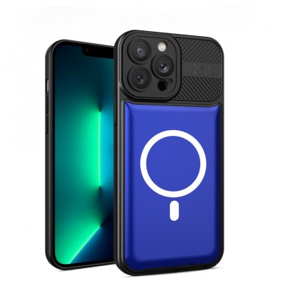 Husa pentru apple iphone 13 pro magsafe, urban armor, flippy, albastru, suport magnetic foto