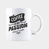 Cana alba personalizata COFFEE IS MY PASSION, INOVATIX&reg;. 330ml