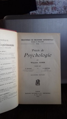 PR&amp;Eacute;CIS DE PSYCHOLOGIE - WILLIAM JAMES (PRINCIPIII DE PSIHOLOGIE) foto