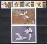 Zambia 1988 - Jocurile Olimpice &ndash; Seul, Serie + 2 Colite, Cota 26.50 EURO, SET COMPLET, MNH