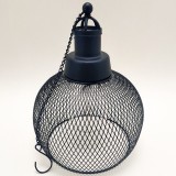 Lampa solara 5 LED-uri Hoff, suspensie glob, metal + plastic, H 22.5 cm, neagra, exterior